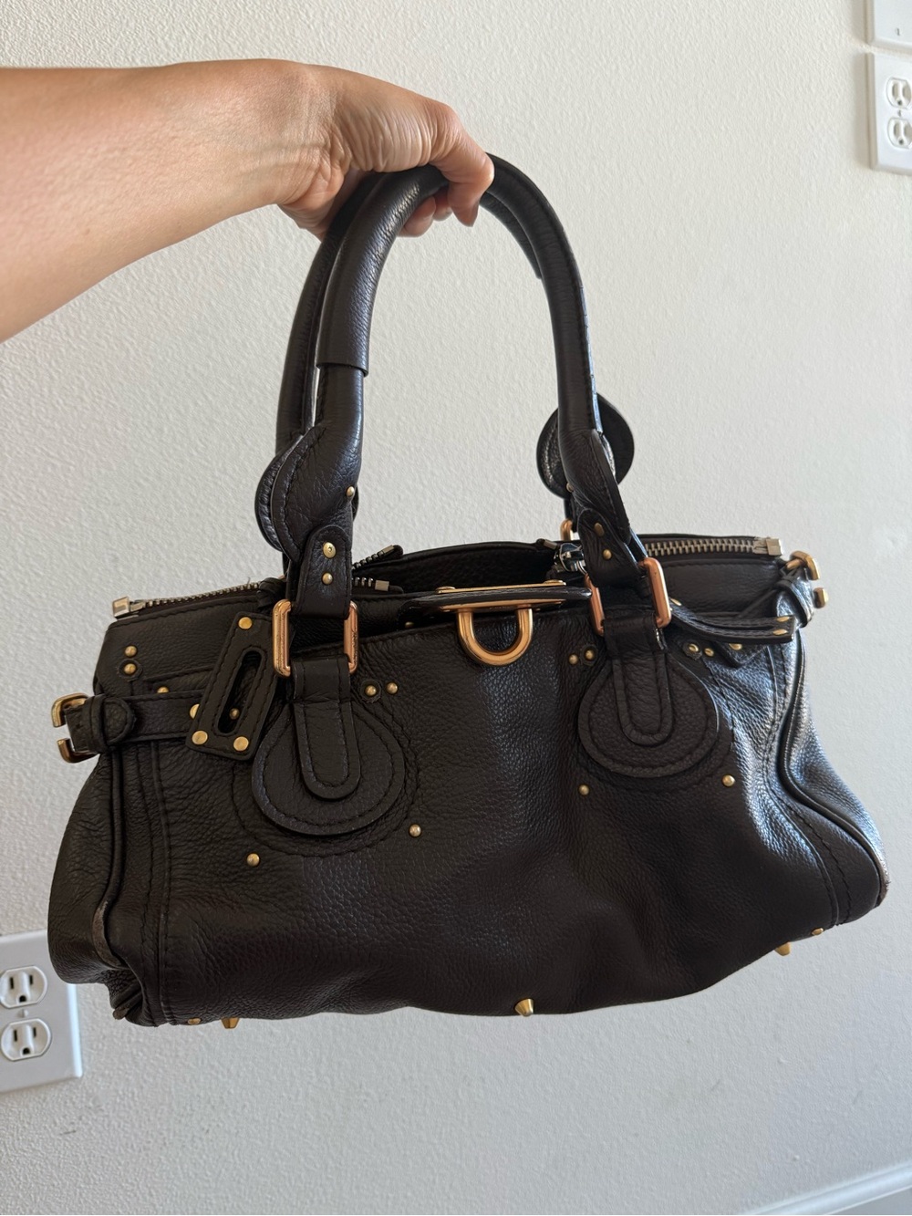 Chloe Paddington Dark Brown Handbag with Gold Hardware